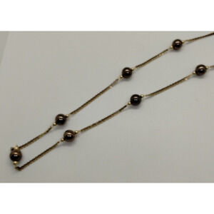 Alfani Brown and Gold Tone Beaded Long Necklace